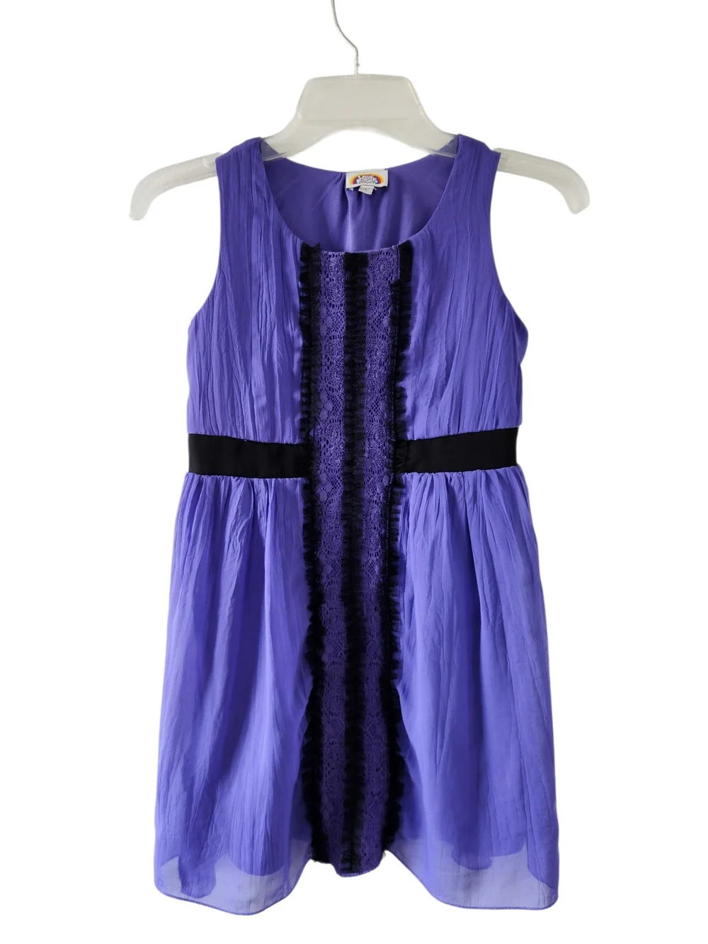 Girls Purple Ruffle-Front Girls Dress Sleeveless Size Medium Casual Dress
